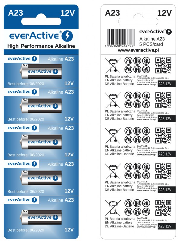 everActive alkaline batteries A23 L1028 12V