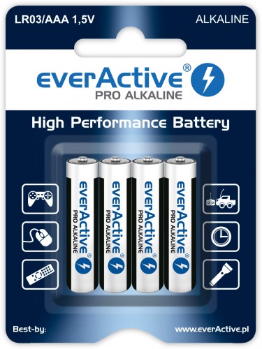 Alkaline batteries everActive Pro Alkaline LR03 AAA - blister card - 4 pieces
