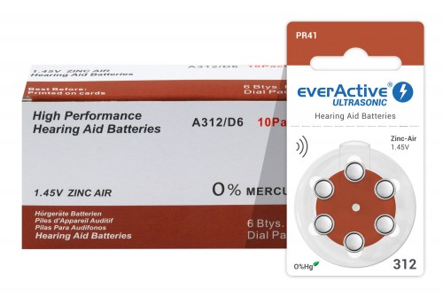 everActive Ultrasonic 312 / PR41 zinc-air batteries