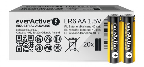 Alkaline batteries everActive Industrial Alkaline LR6 AA  - carton box - 40 pieces