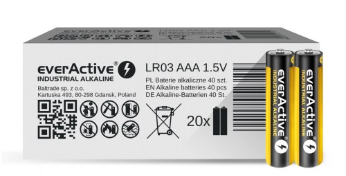 Alkaline batteries everActive Industrial Alkaline LR03 AAA  - carton box - 40 pieces