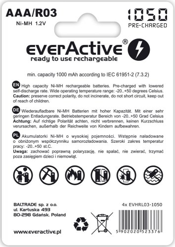 everActive Ni-MH R03 AAA 1050 mAh Professional Line