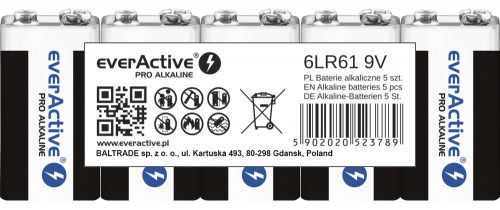 Alkaline batteries everActive Pro Alkaline 6LR61 9V - shrink pack - 5 pieces