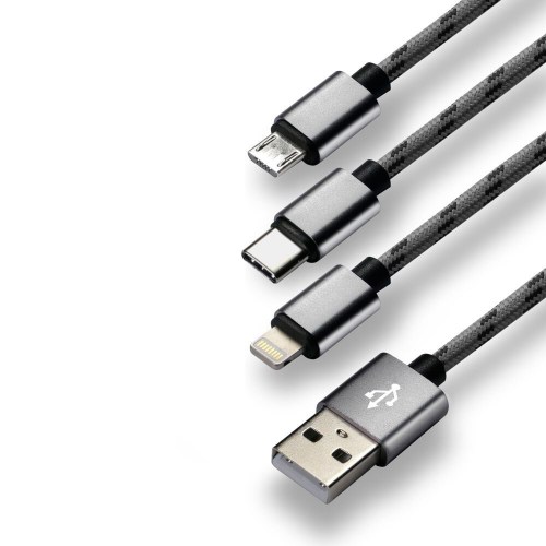 USB cable 3in1 - USB-C, Lightning, micro USB 120cm everActive CBB-1.2MCI up to 2.4A