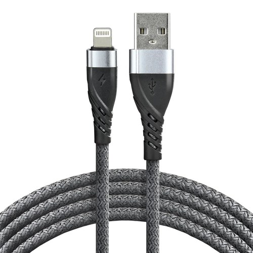 Braided USB cable - Lightning everActive CBB-1IG 100cm up to 2.4A gray