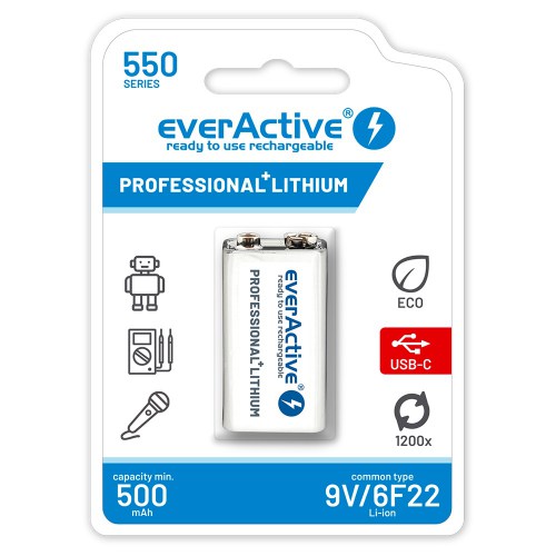 everActive 6F22/9V Li-ion 550 mAh Professional Line