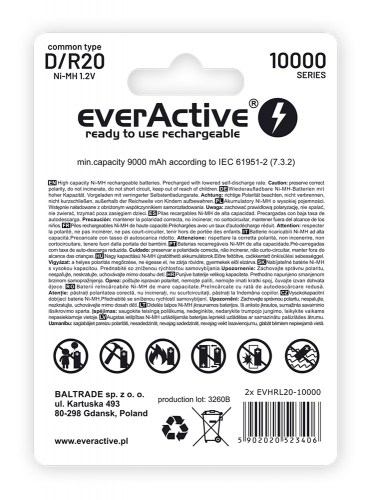 everActive Ni-MH R20 D 10000 mAh Professional Line