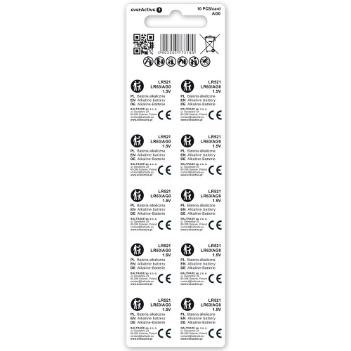everActive AG0 G0 LR521 LR63 mini alkaline batteries