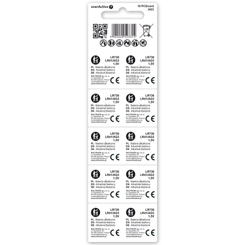 everActive AG3 G3 LR736 LR41 mini alkaline batteries