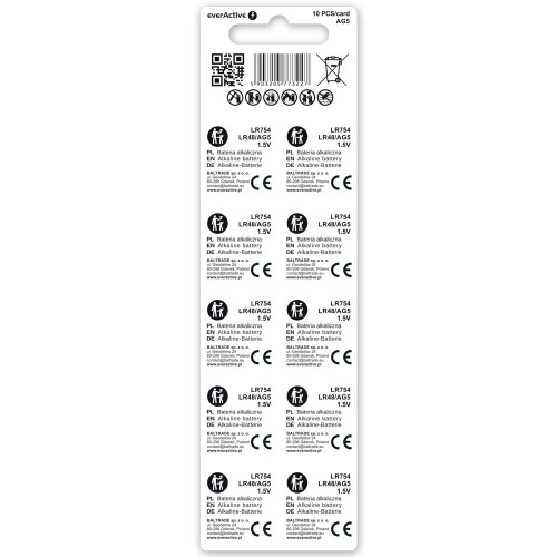 everActive AG5 G5 LR754 LR48 mini alkaline batteries