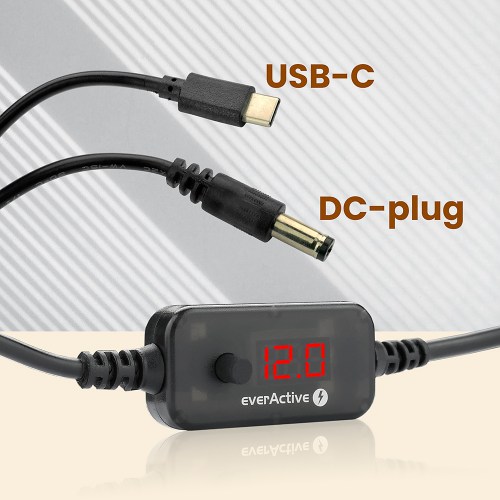 Universal Power Supply, USB-C PD Voltage Selector - DC 5V, 9V, 12V, 15V, 20V, 10 Plugs, everActive AD-PD65