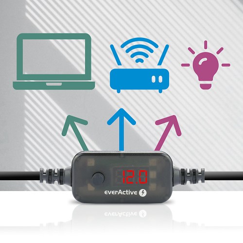 Universal Power Supply, USB-C PD Voltage Selector - DC 5V, 9V, 12V, 15V, 20V, 10 Plugs, everActive AD-PD65