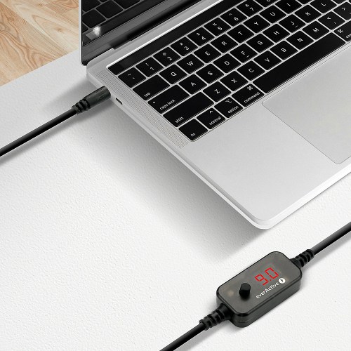 Universal Power Supply, USB-C PD Voltage Selector - DC 5V, 9V, 12V, 15V, 20V, 10 Plugs, everActive AD-PD65