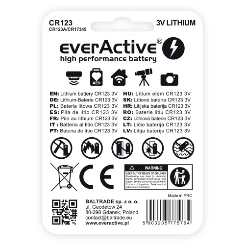 everActive CR123 Photo Lithium Battery