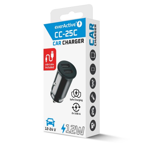everActive CC-25C Car Charger with USB-C Cable 