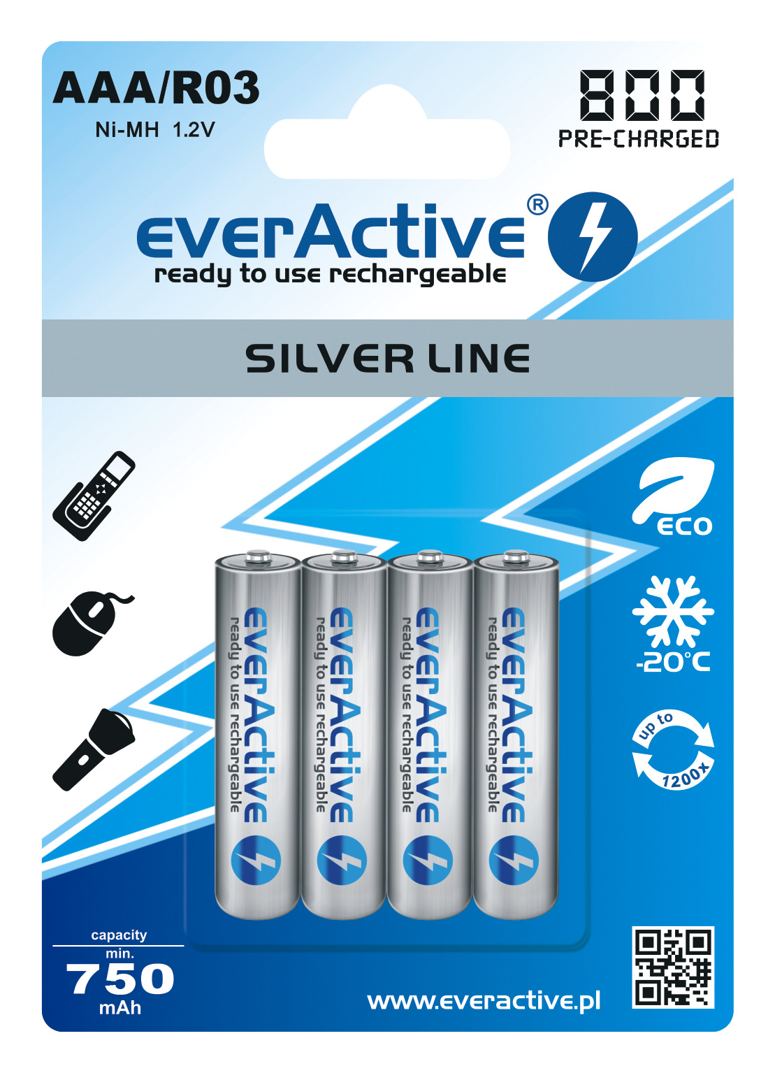 everActive - batteries, chargers, rechargeable batteries, flashlights - New  and improved - everActive R03 AAA Silver Line batteries